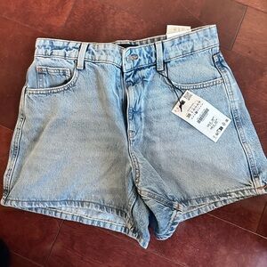 Zara Light Wash High-Rise Denim Shorts